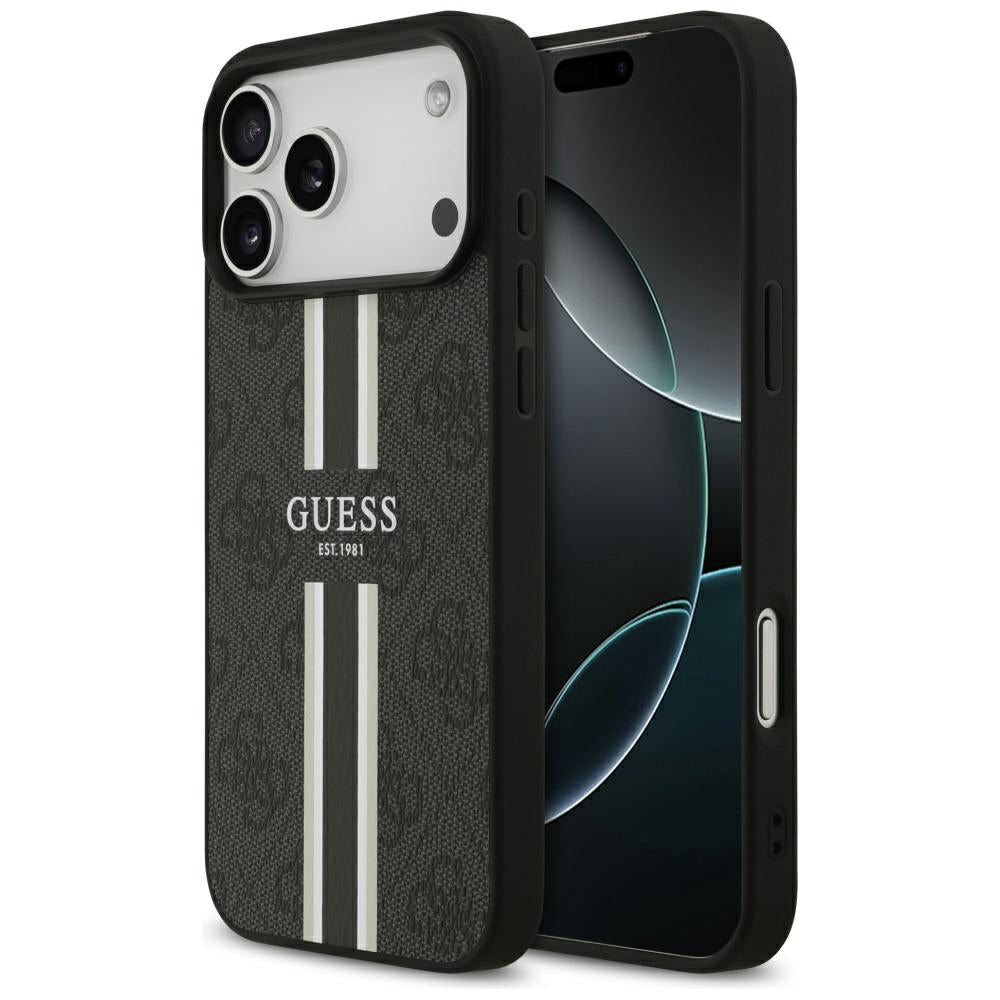 Guess 4G Printed Stripes MagSafe case til iPhone 17 Pro Max - sort