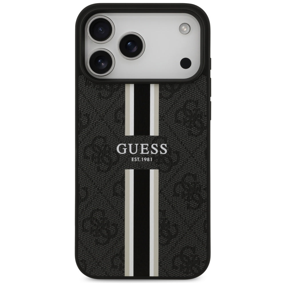 Guess 4G Printed Stripes MagSafe case til iPhone 17 Pro Max - sort