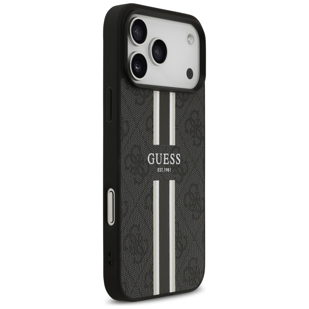 Guess 4G Printed Stripes MagSafe case til iPhone 17 Pro Max - sort