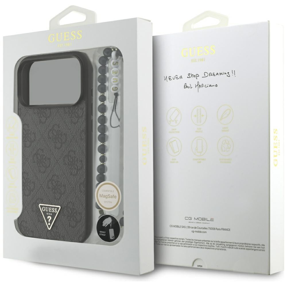 Guess 4G Strap Triangle Logo MagSafe Case til iPhone 17 Pro Max - sort