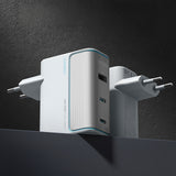 Cuktech AD1003EU 100W GaN 2x USB-C + USB-A Wall Charger med kabel - hvid