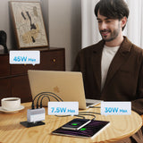 Cuktech AD1003EU 100W GaN 2x USB-C + USB-A Wall Charger med kabel - hvid
