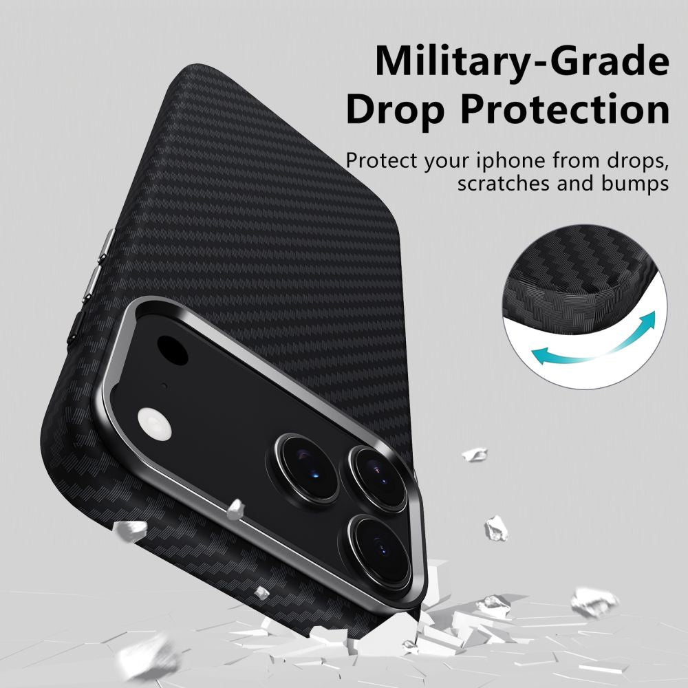 Tech-Protect Ion Carbon MagSafe-hylster til iPhone 17 Pro - sort og sølv