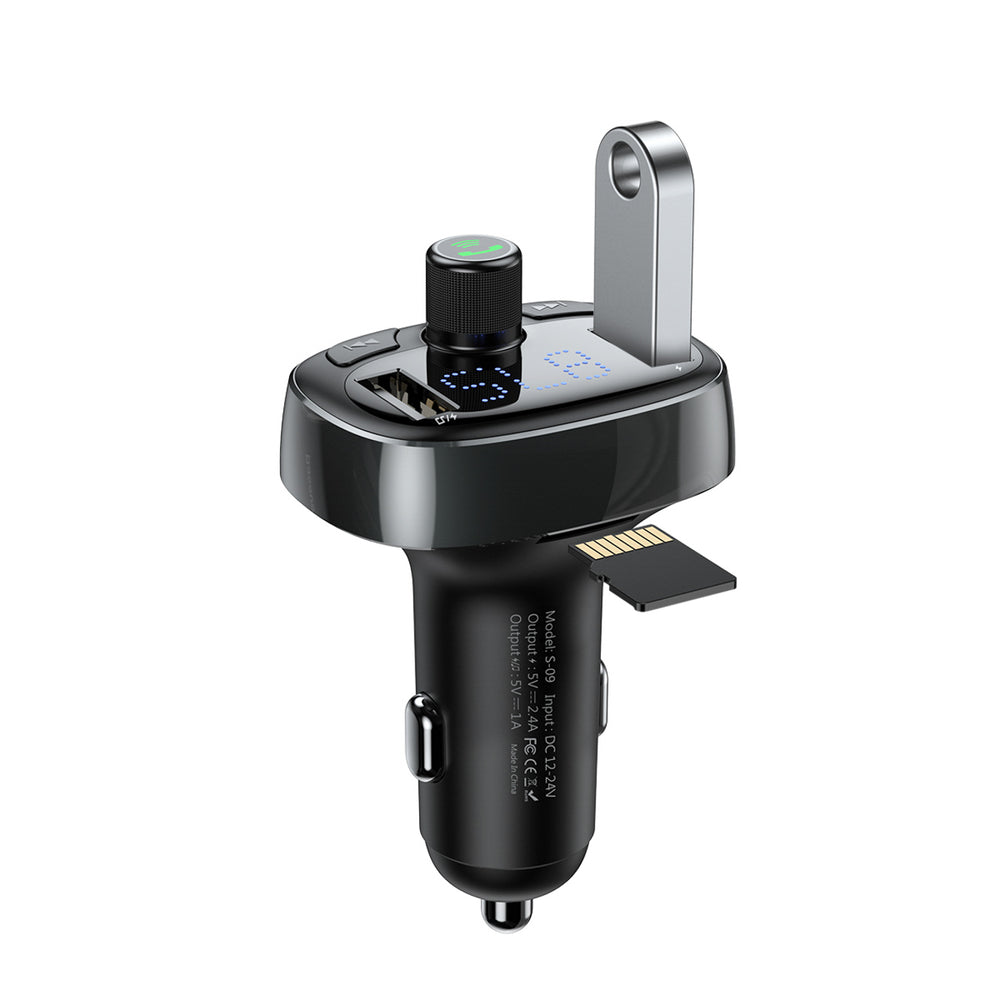 Baseus S-09 FM-sender med Bluetooth og MP3-afspiller USB-A microSD - sort
