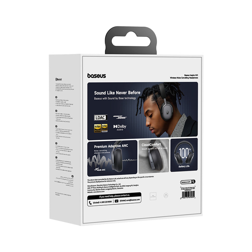 Baseus Inspire XH1 Wireless Headphones Sound by Bose ANC Dolby Audio Black Hole