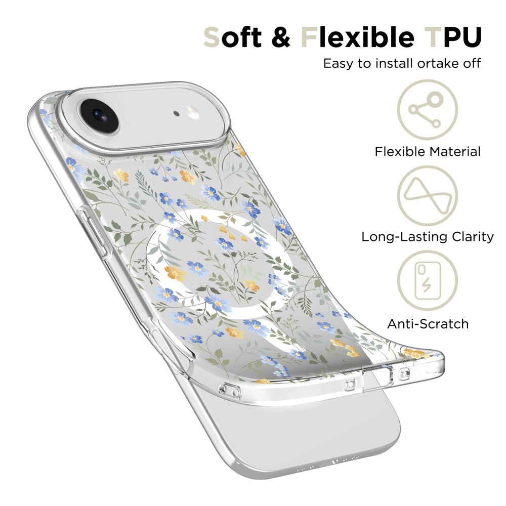 Tech-Protect FlexAir MagSafe Case til iPhone 17 Air - Daisies med blade
