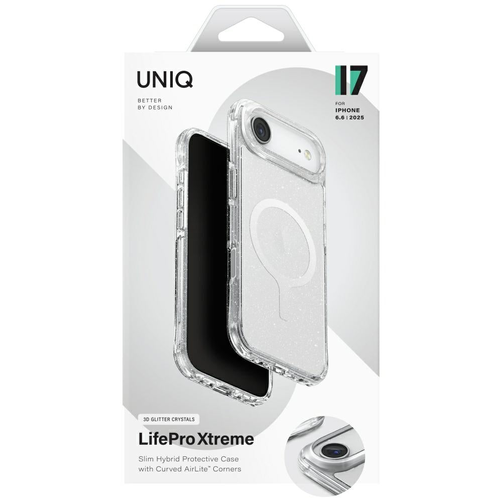 Uniq LifePro Xtreme Magclick opladningsfoder til iPhone 17 Air - Glitter-transparent