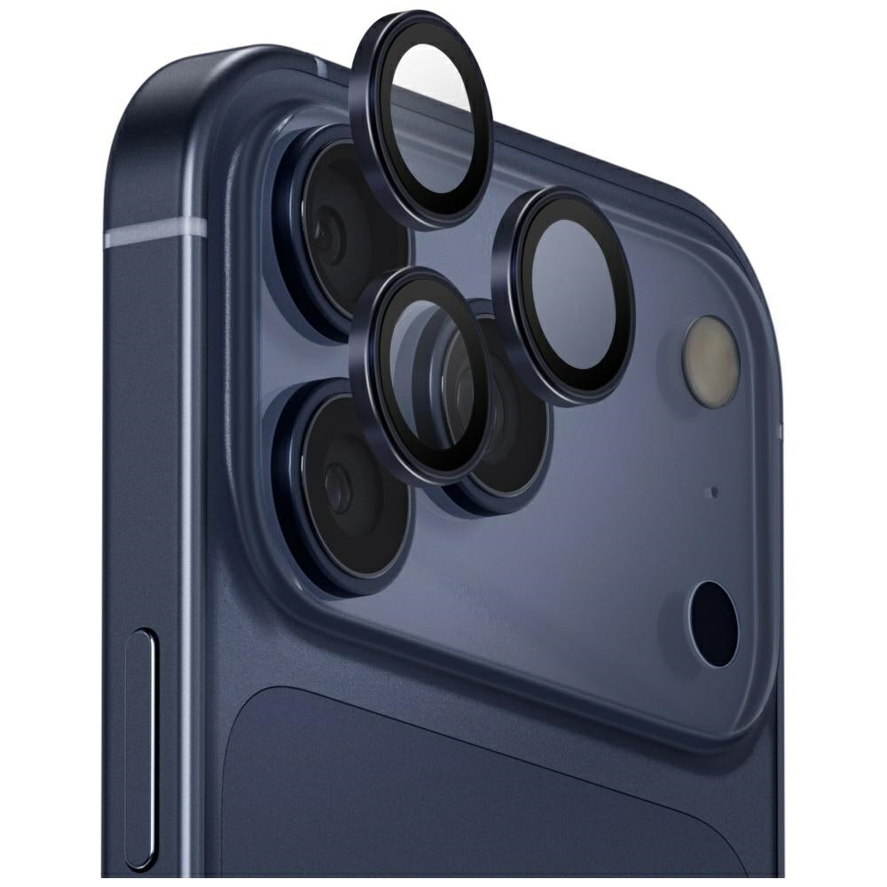 Uniq Optix Aluminium Camera Lens Protector til iPhone 17 Pro / iPhone 17 Pro Max med applikator - Navy Blue