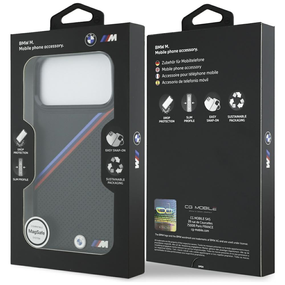 BMW M Tricolor Metal Logo MagSafe Case for iPhone 17 Pro Max - Black