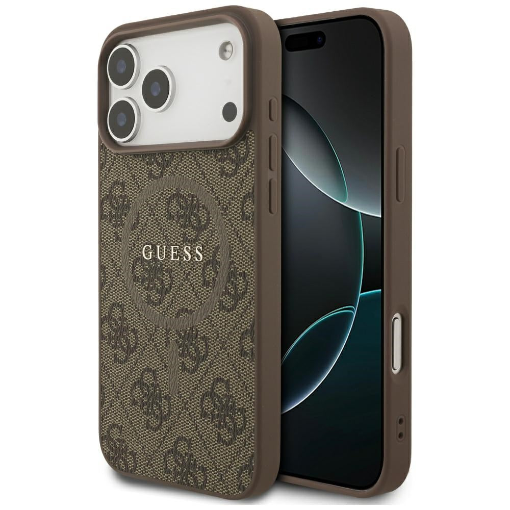 Guess 4G Ring Classic Logo MagSafe Case til iPhone 17 Pro Max - Brunt