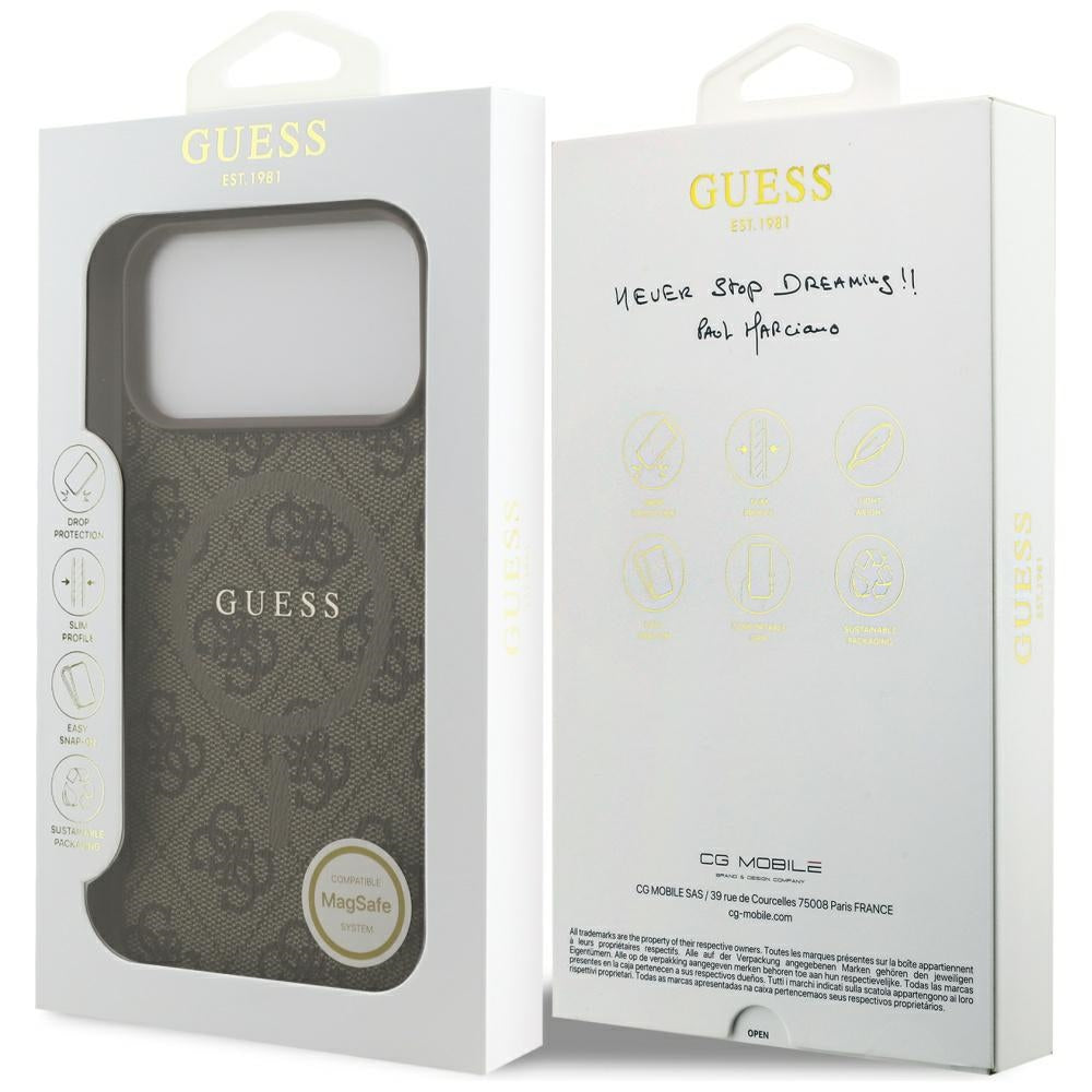 Guess 4G Ring Classic Logo MagSafe Case til iPhone 17 Pro Max - Brunt