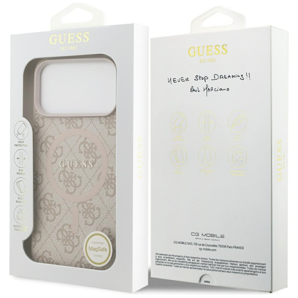 Guess 4G Ring Classic Logo MagSafena iPhone 17 Pro Max Case - Pink