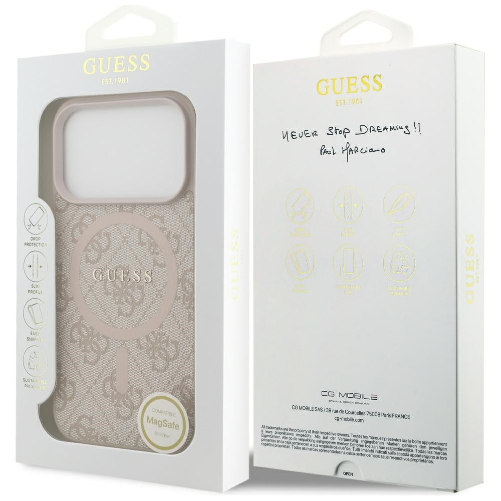 Guess 4G Ring Classic Logo MagSafe Case til iPhone 17 Pro - Pink