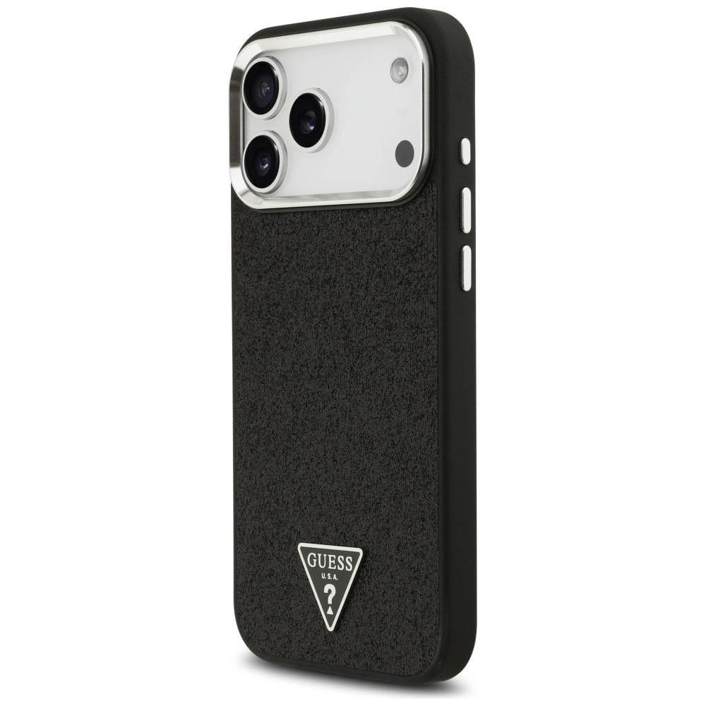 Guess Glitter Triangle Logo MagSafe Case til iPhone 17 Pro Max - sort