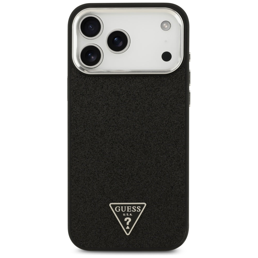 Guess Glitter Triangle Logo MagSafe Case til iPhone 17 Pro Max - sort