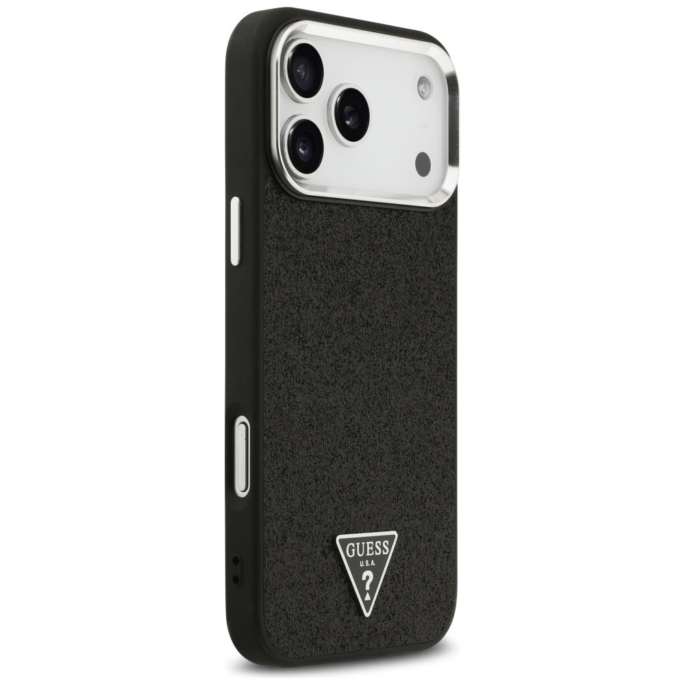 Guess Glitter Triangle Logo MagSafe Case til iPhone 17 Pro Max - sort