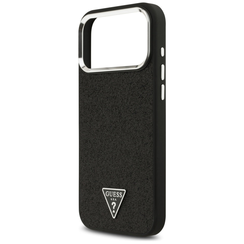 Guess Glitter Triangle Logo MagSafe Case til iPhone 17 Pro Max - sort
