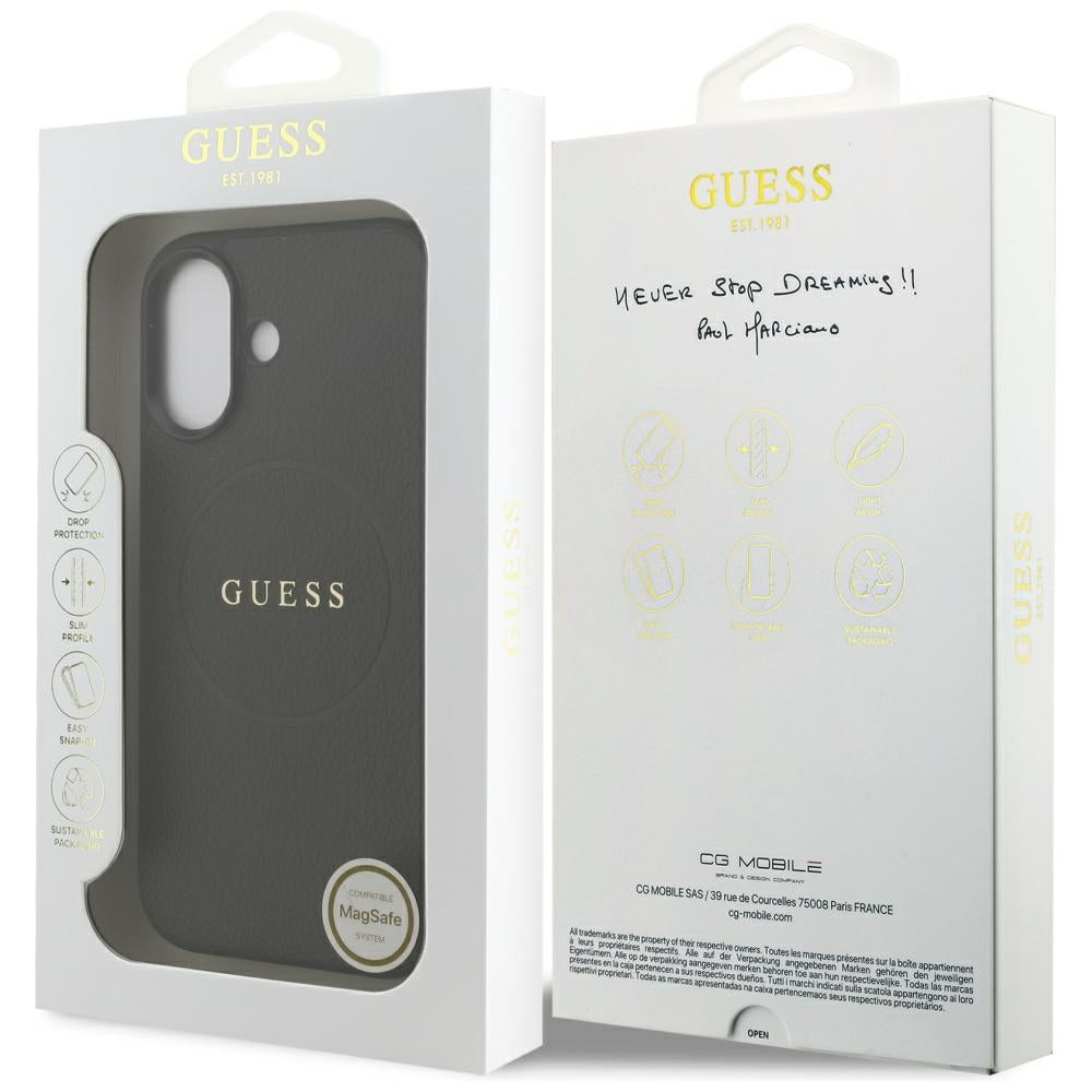 Guess Grained Ring MagSafe-fodral til iPhone 17 - sort