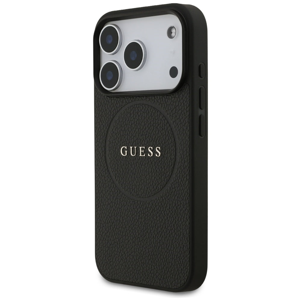 Guess Grained Ring MagSafe-fodral til iPhone 17 Pro - sort