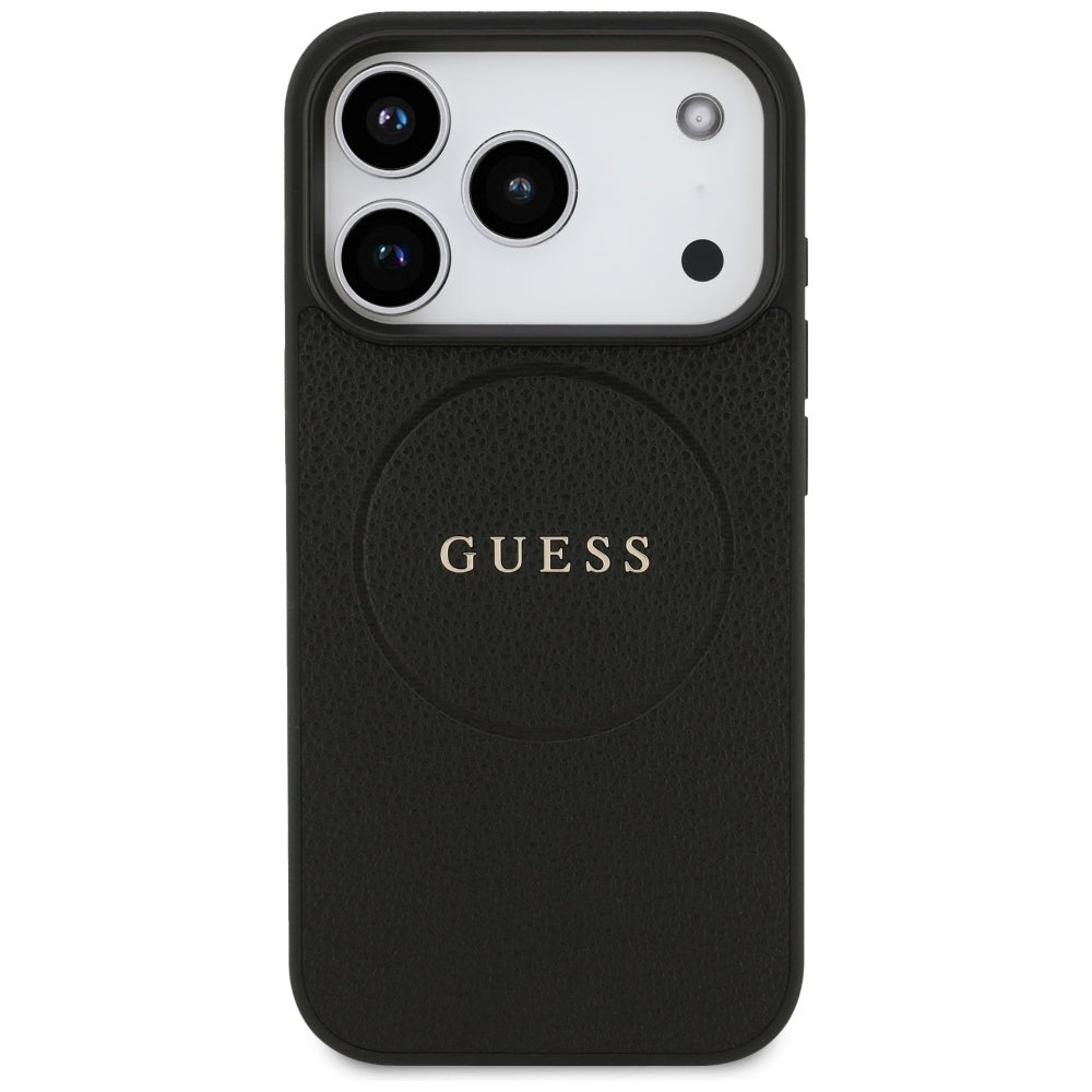 Guess Grained Ring MagSafe-fodral til iPhone 17 Pro - sort