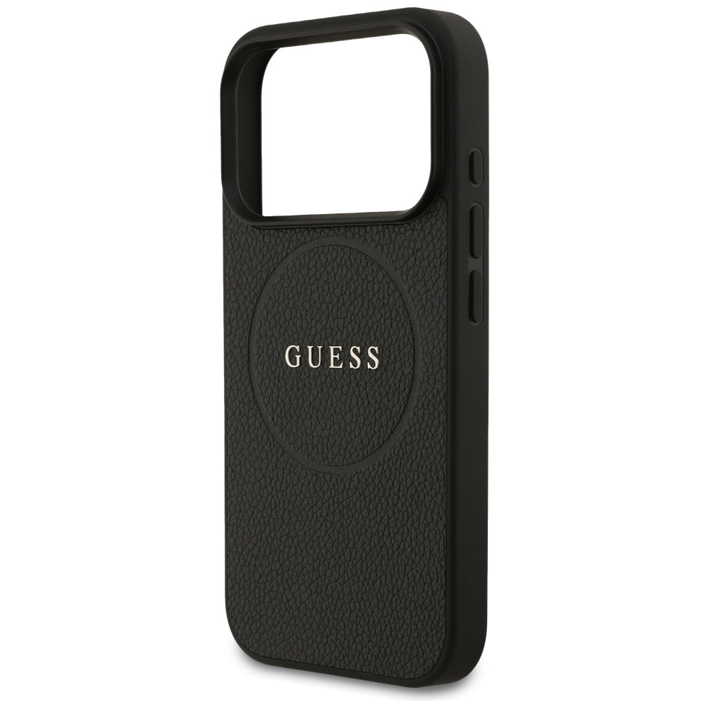 Guess Grained Ring MagSafe-fodral til iPhone 17 Pro - sort