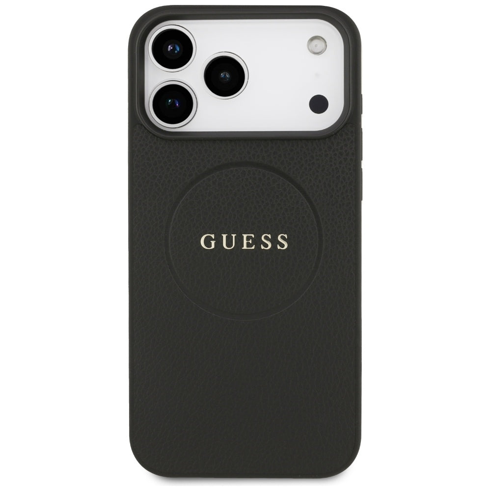 Guess Grained Ring MagSafe-fodral til iPhone 17 Pro Max - sort