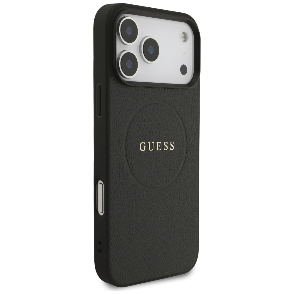 Guess Grained Ring MagSafe-fodral til iPhone 17 Pro Max - sort