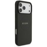 Guess Grained Ring MagSafe-fodral til iPhone 17 Pro Max - sort