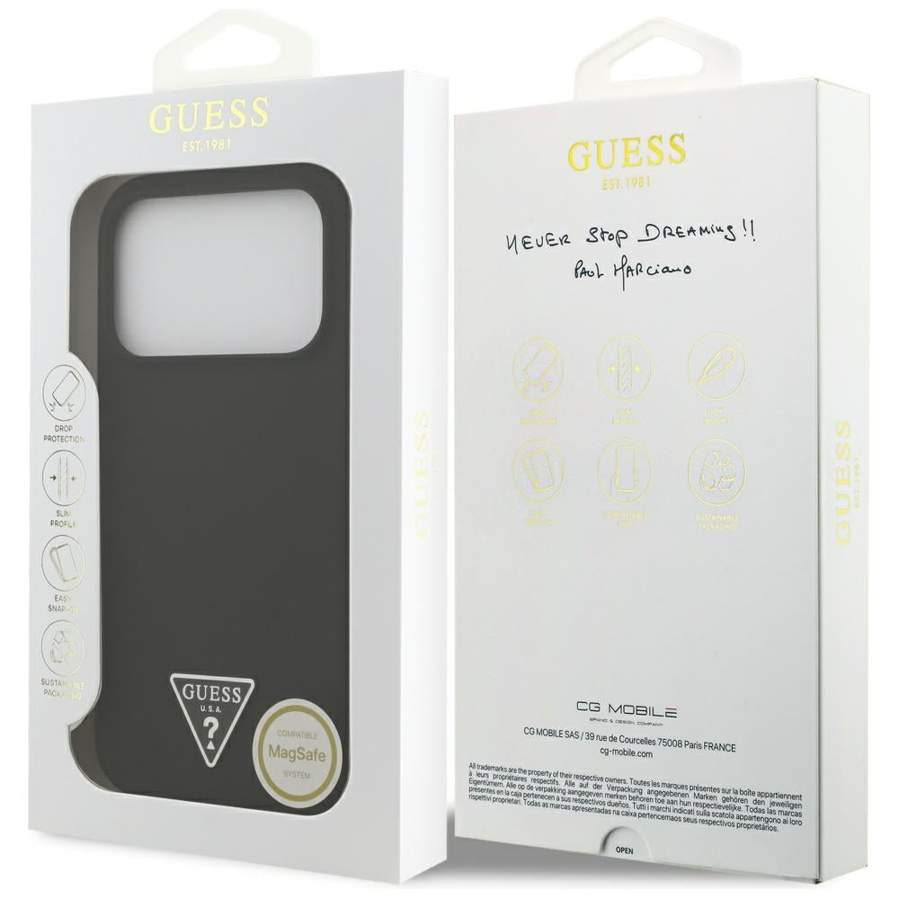 Guess Silicone Triangle Logo MagSafe Case til iPhone 17 Pro Max - sort