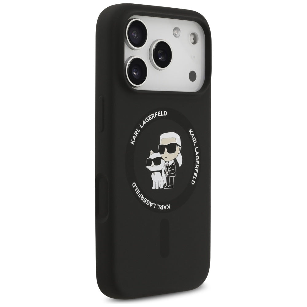 Karl Lagerfeld Silicone Karl&Choupette Ring MagSafe Case for iPhone 17 Pro - Black