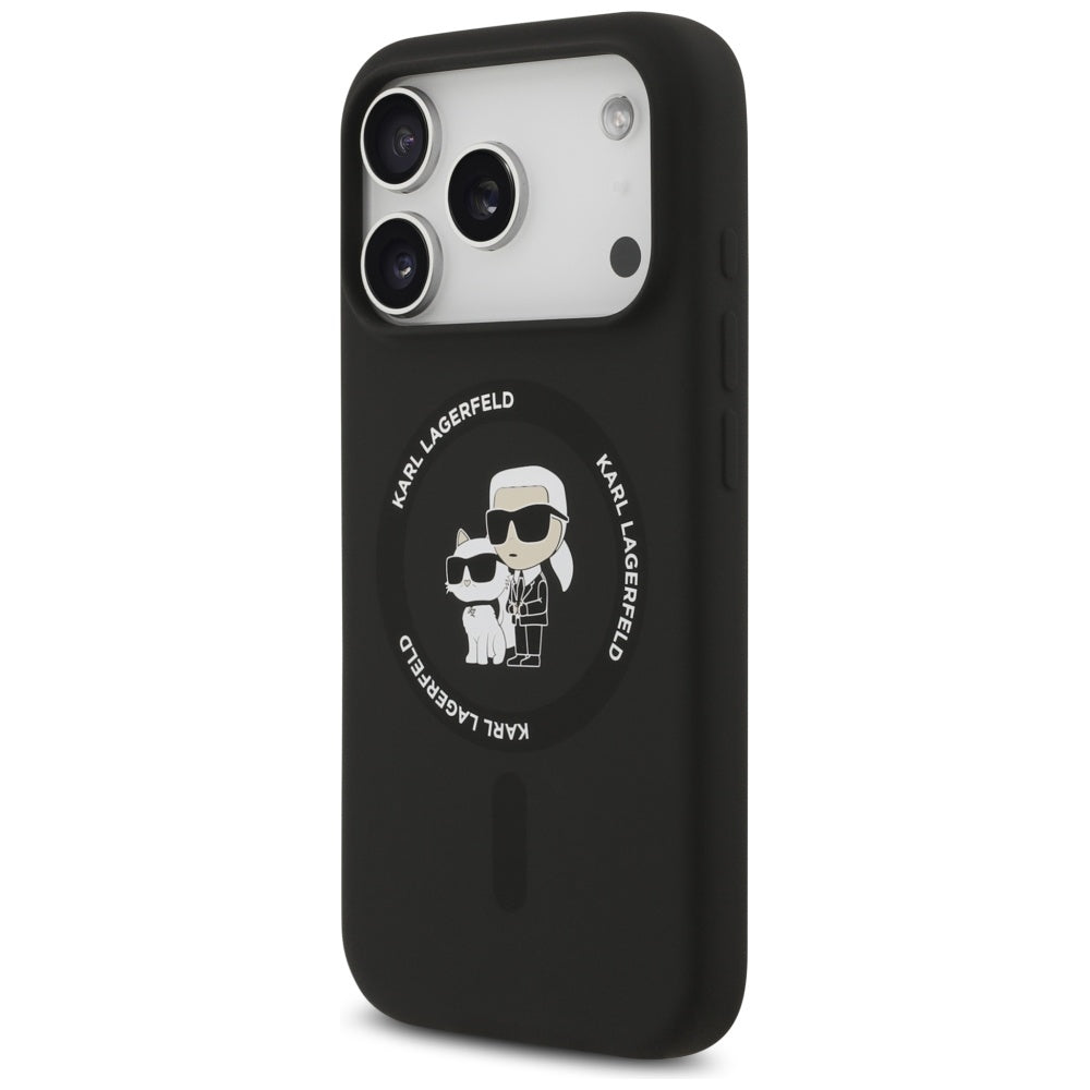 Karl Lagerfeld Silicone Karl&Choupette Ring MagSafe Case for iPhone 17 Pro Max - Black