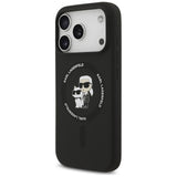Karl Lagerfeld Silicone Karl&Choupette Ring MagSafe Case for iPhone 17 Pro Max - Black