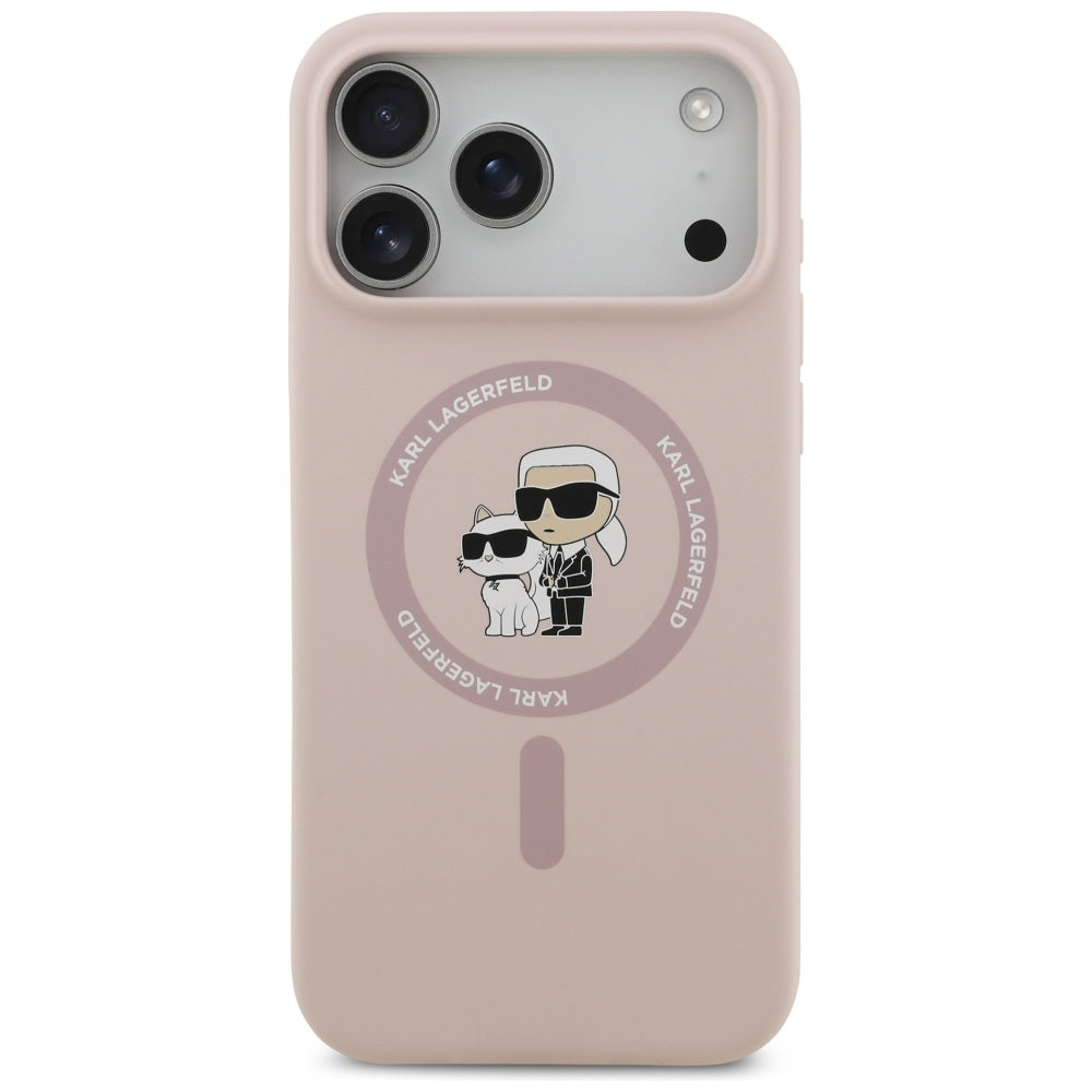 Karl Lagerfeld Silicone Karl&Choupette Ring MagSafe Case for iPhone 17 Pro Max - Pink