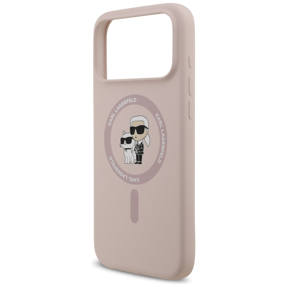 Karl Lagerfeld Silicone Karl&Choupette Ring MagSafe Case for iPhone 17 Pro Max - Pink