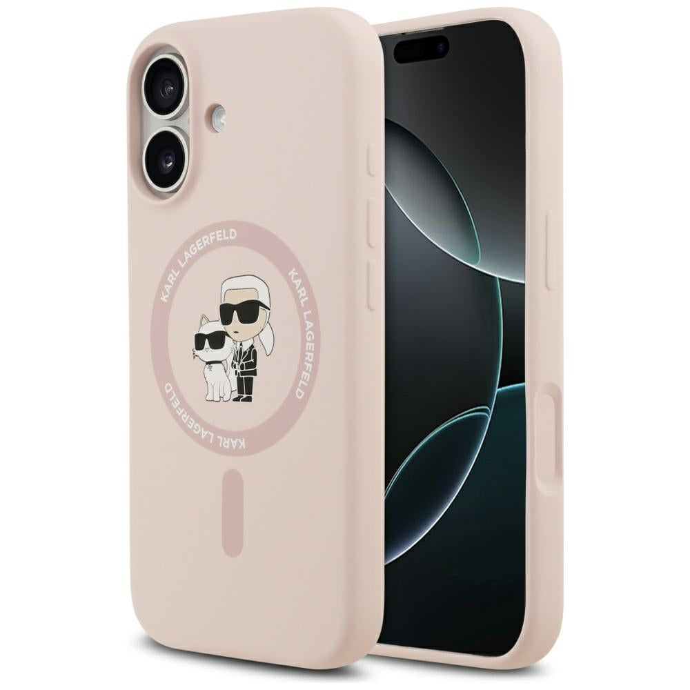Karl Lagerfeld Silicone Karl & Choupette Ring MagSafe Case til iPhone 17 - Pink