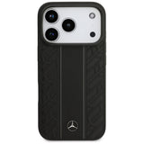 Mercedes Leather Laurel Leaves Stripes MagSafe Case for iPhone 17 Pro - Black