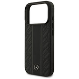 Mercedes Leather Laurel Leaves Stripes MagSafe Case for iPhone 17 Pro - Black