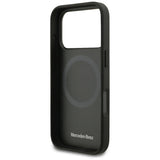 Mercedes Leather Laurel Leaves Stripes MagSafe Case for iPhone 17 Pro - Black