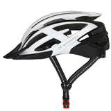 Wozinsky MTB Bike Helmet with Removable Visor and Rear USB Light L - Black and White