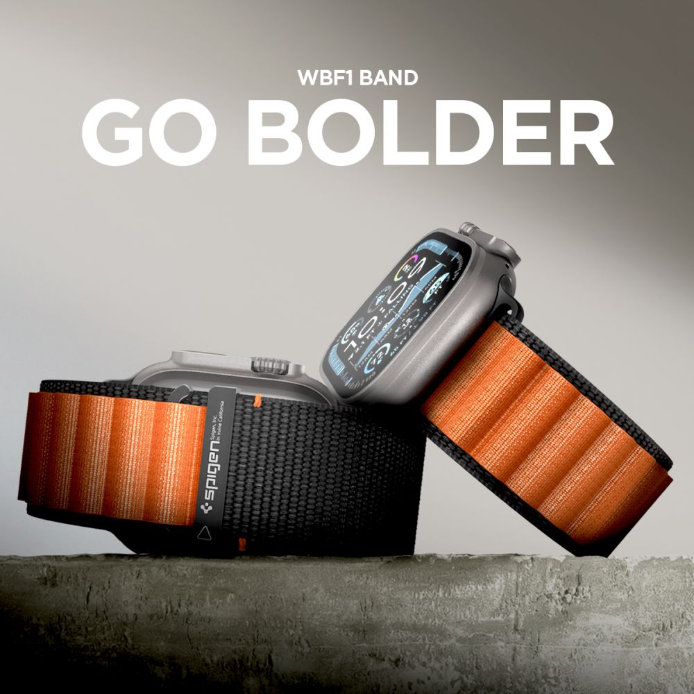 Spigen WBF1 rem til Apple Watch 44 / 45 / 46 / 49 mm - sort og orange