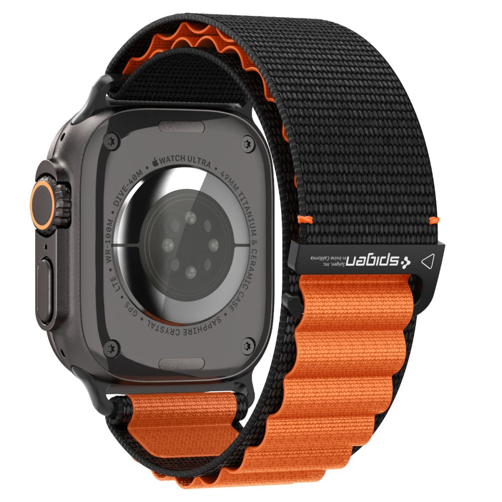Spigen WBF1 rem til Apple Watch 44 / 45 / 46 / 49 mm - sort og orange
