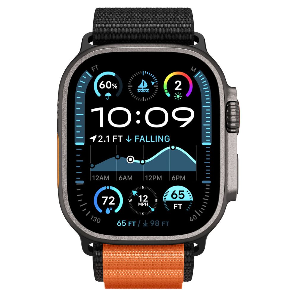 Spigen WBF1 rem til Apple Watch 44 / 45 / 46 / 49 mm - sort og orange
