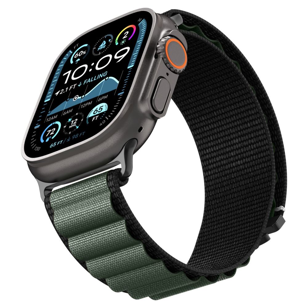 Strap Spigen WBF1 Strap til Apple Watch 44 / 45 / 46 / 49 mm - sort og grøn