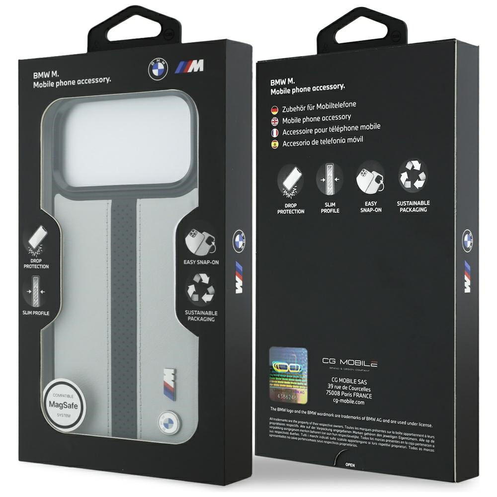 BMW M Perforeret Stripe Logo MagSafe Case til iPhone 17 Pro Max - Grå
