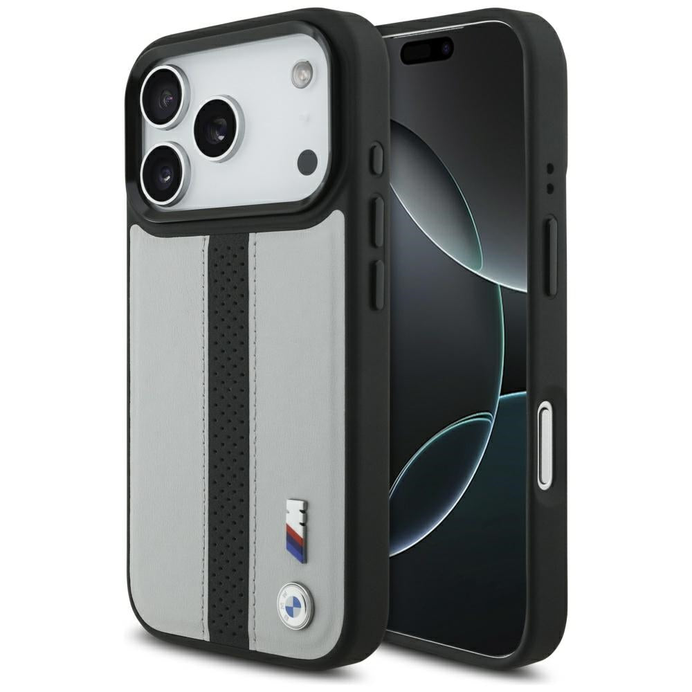 BMW M Perforeret Stripe Logo MagSafe Case til iPhone 17 Pro - Grå
