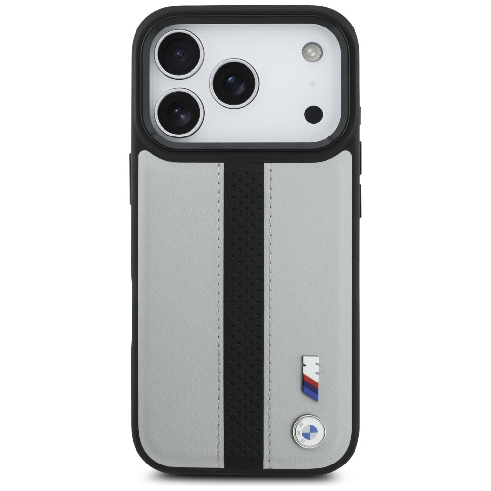 BMW M Perforeret Stripe Logo MagSafe Case til iPhone 17 Pro - Grå