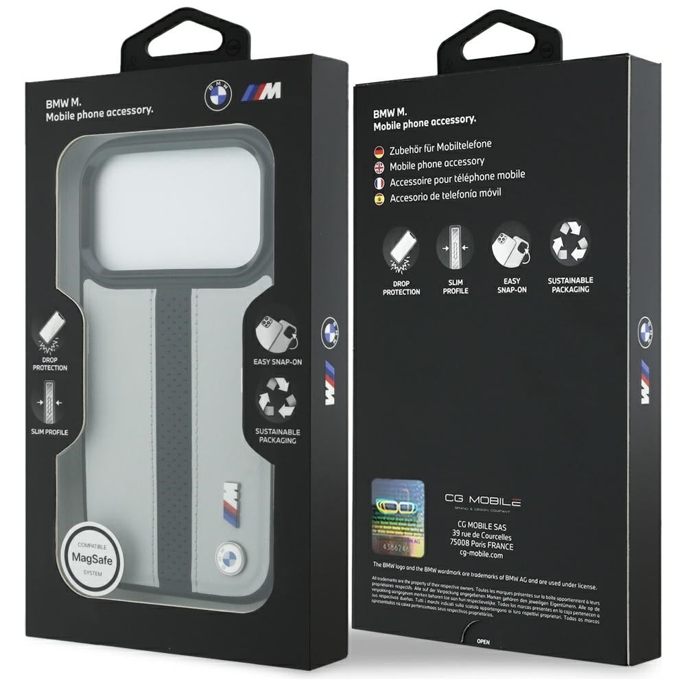 BMW M Perforeret Stripe Logo MagSafe Case til iPhone 17 Pro - Grå