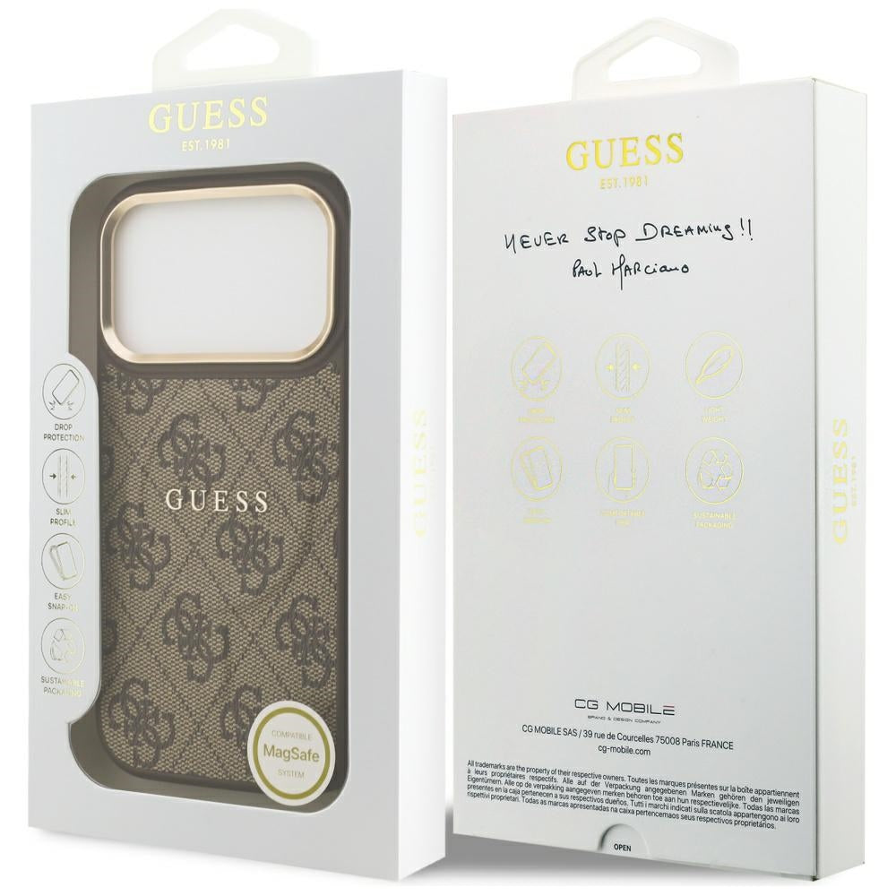 Guess 4G PU Classic Logo MagSafe Case til iPhone 17 Pro - Brunt