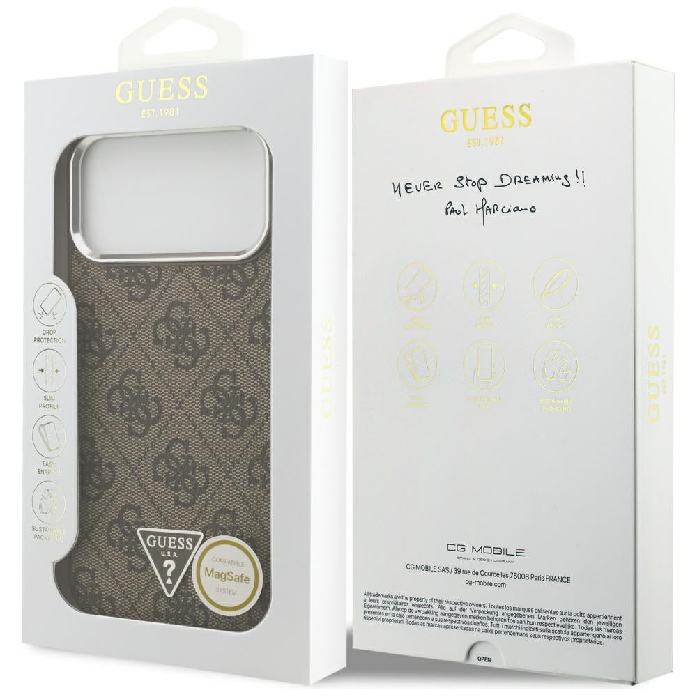 Guess 4G Triangle Logo MagSafe-hylster til iPhone 17 Pro Max - brun