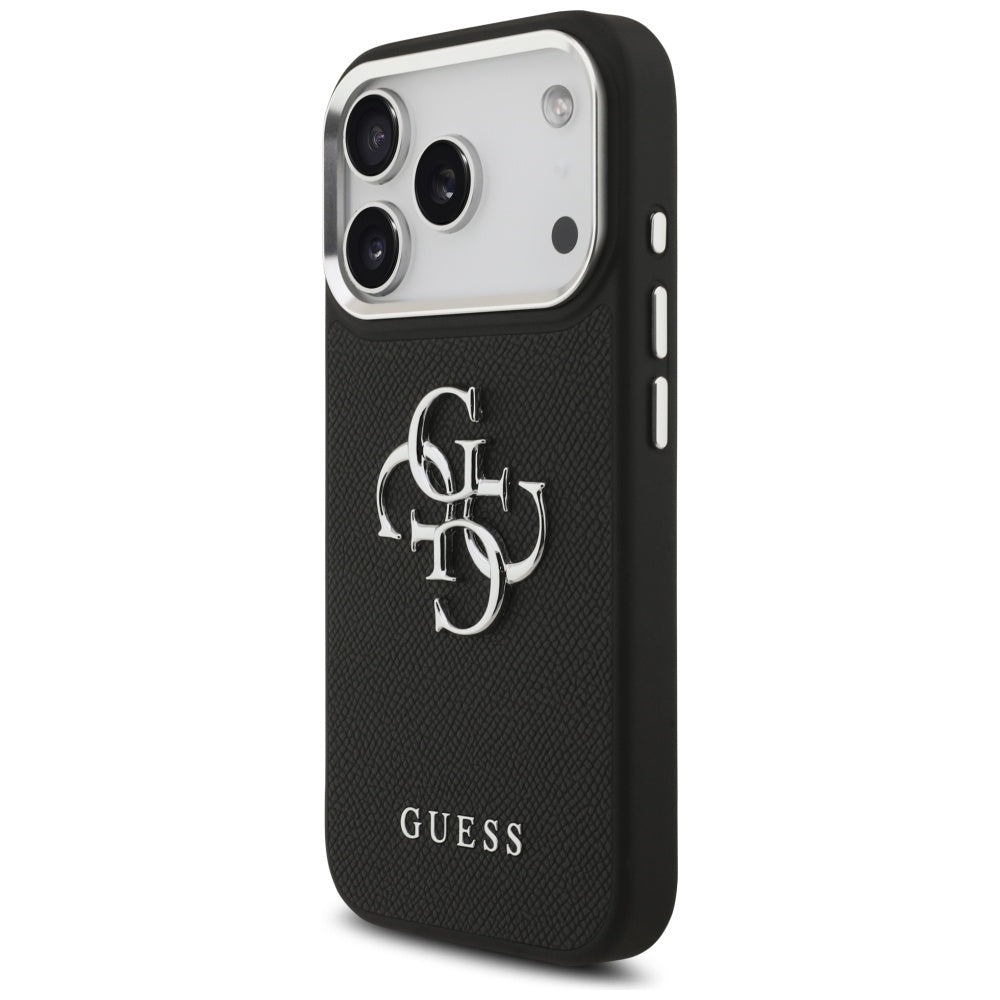 Guess Grained Big 4G Classic Logo-hylster til iPhone 17 Pro - sort